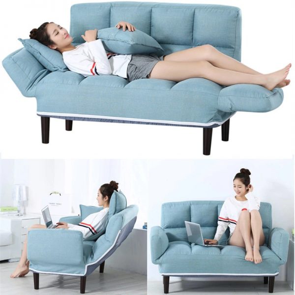 Russia Floor Sofa Bed With 2 Pillows 5 Position Adjustable Lazy Sofa Furniture Living Room Reclining Folding Sofa Couch
